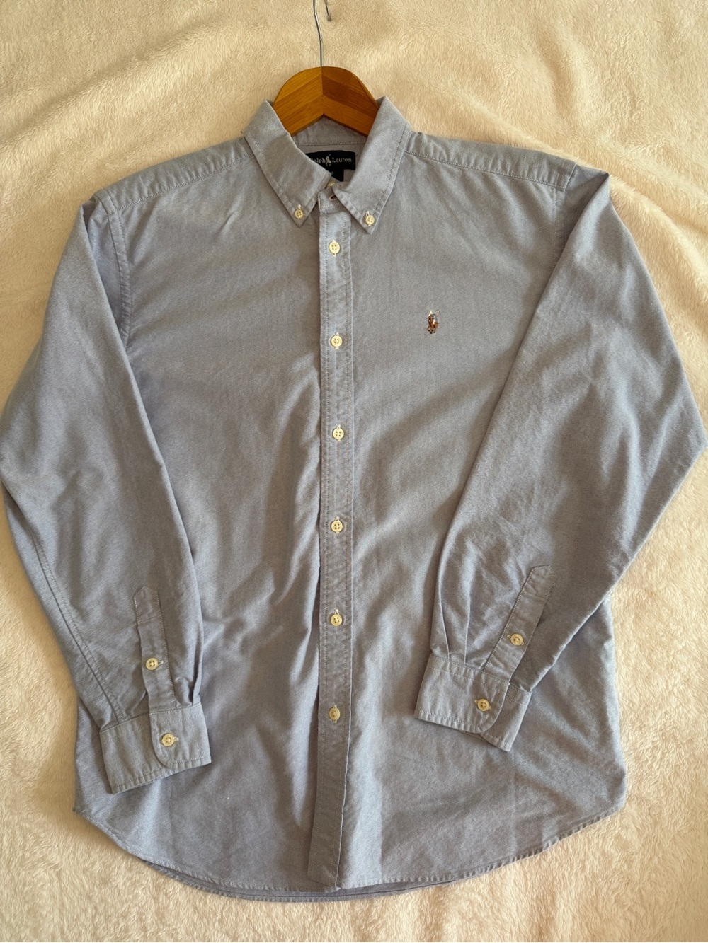 Ralph Lauren Oxford Button Down Shirt Boys 20 Blue Long Sleeve Cotton Pony Logo